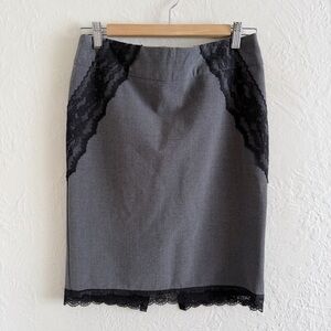Y2K Costa Blanca Gray Pencil Skirt With Lace Size M